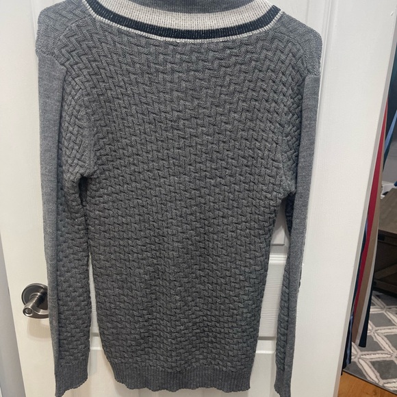 Mock neck turtleneck longsleeve sweater large pullover gray and white - Picture 7 of 9